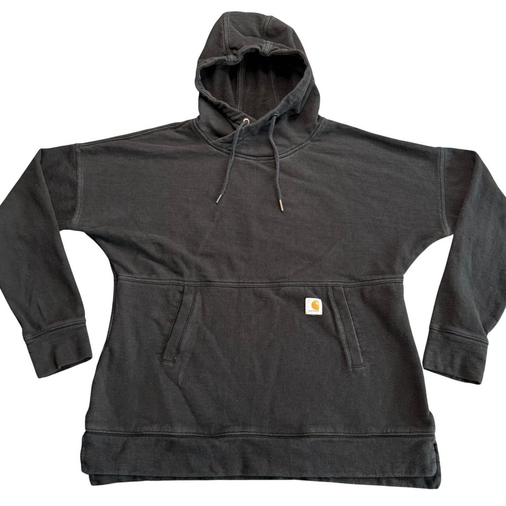 Carhartt Hoodie M Black Pullover Sweatshirt Thumbhole Cuffs